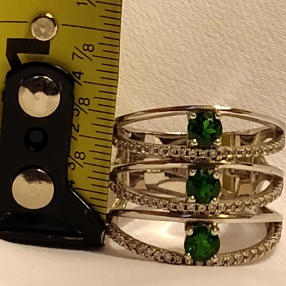 .87ctw Russian Chrome Diopside w/.45ctw White Zircon Sterling Silver ring Size 7 - Picture 11 of 12